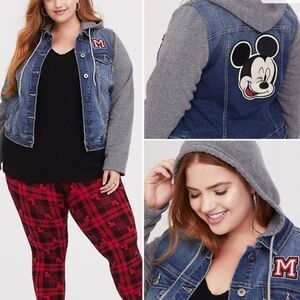 TORRID Disney Mickey Mouse Hooded Denim Trucker Jacket - Size 3X